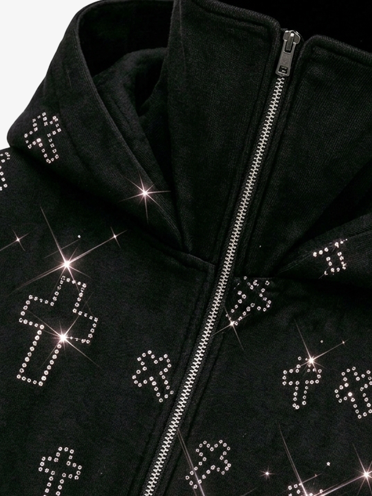 Rhinestone Cross Masked Sweatshirt