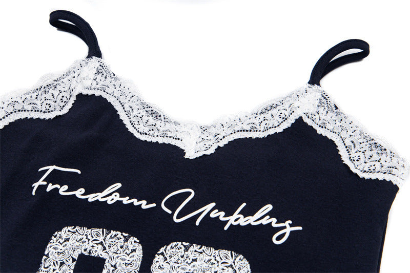 Lace Trim Graphic Cami Top