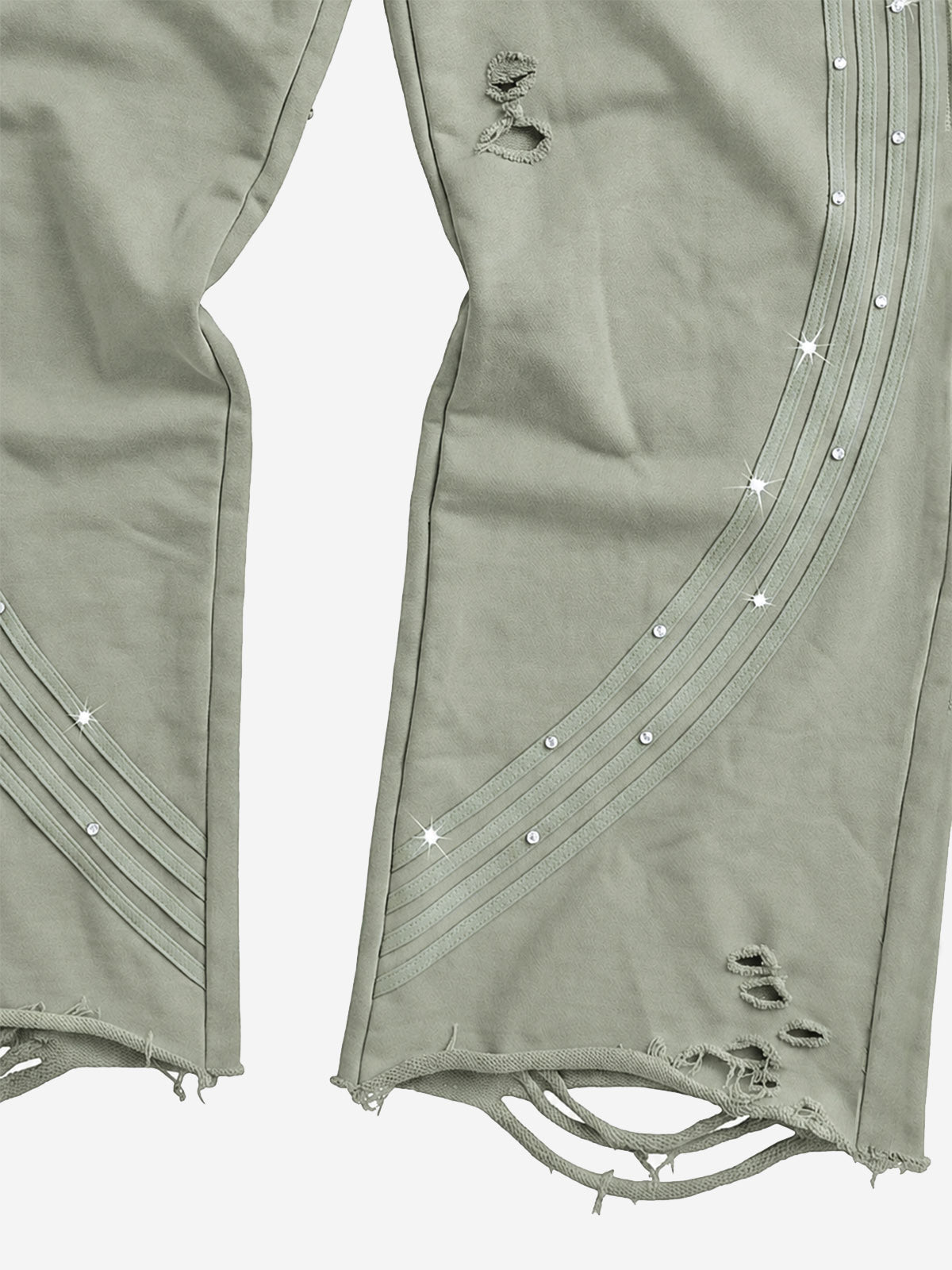 Asymmetrical Logo Embroidered Pants; Sage Green / S, Sage Green / M, Sage Green / L, Sage Green / XL, Sage Green / 2XL