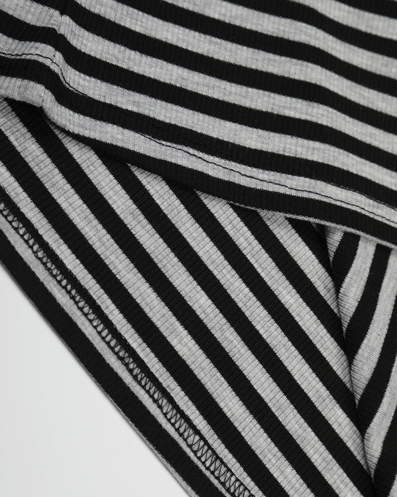 Striped Cold-Shoulder Fitted Top