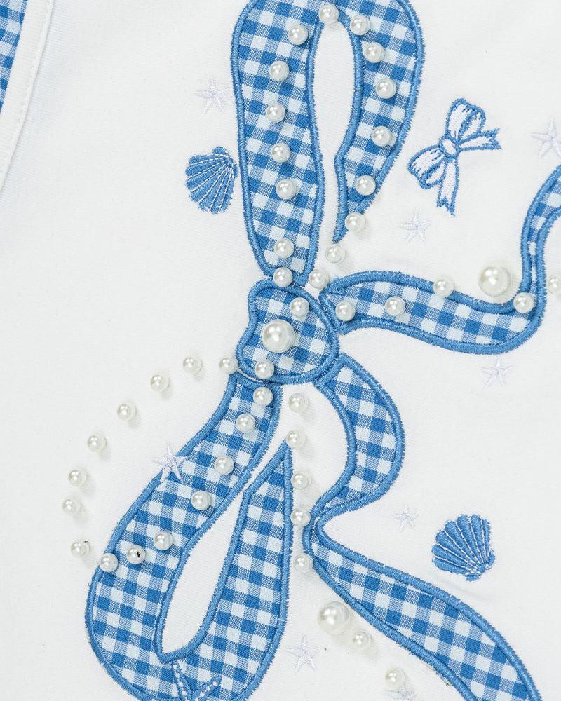 Bow Graphic Off-Shoulder Top
