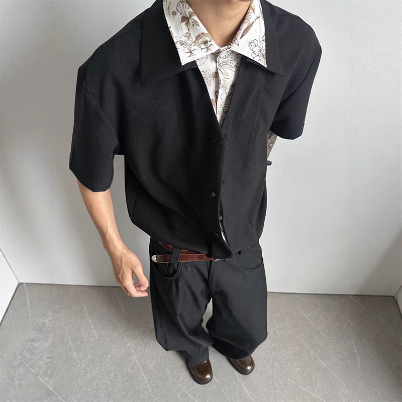Flattering Black Linen Collared Casual Shirt