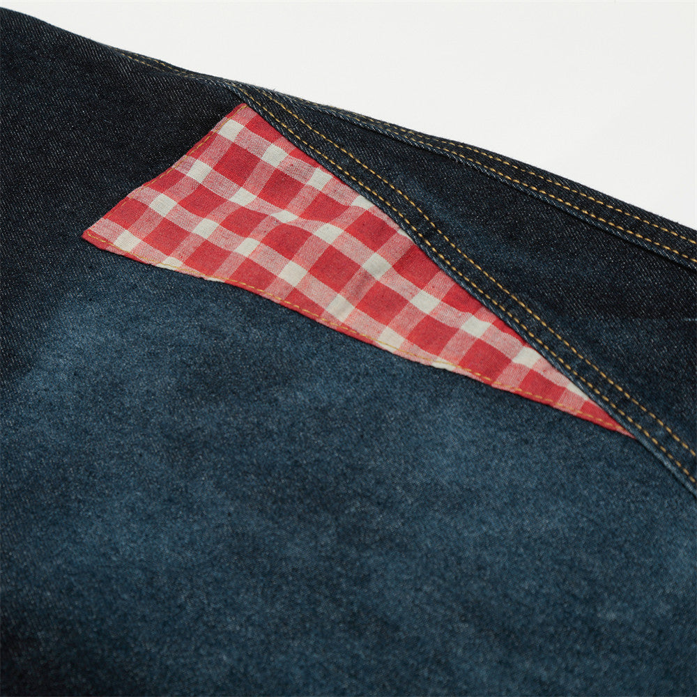 Vibrant Plaid Patchwork Punk Wide Leg Jeans