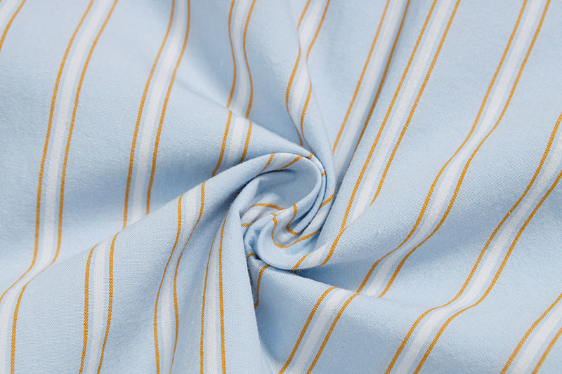 DAXUEN Light blue short-sleeved striped shirt with puppy embroidery