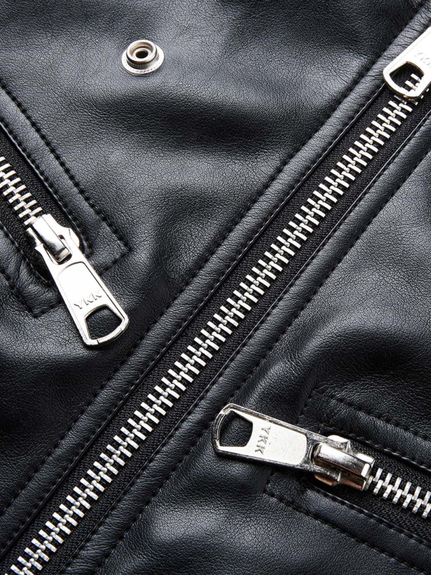 Multi-Zip Faux Leather Biker Jacket