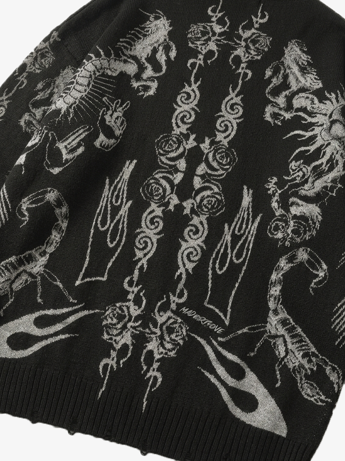 Dark Flame Skull Crewneck Sweater; Black / S, Black / M, Black / L, Black / XL, Black / 2XL