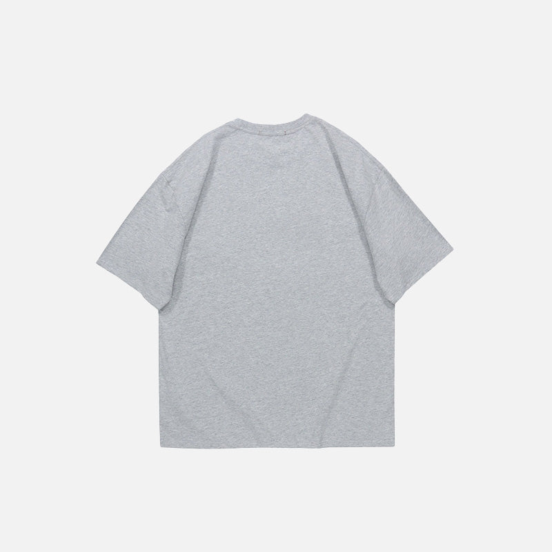 Back view of the gray Summer Loose Short-sleeved T-Shirt in a gray background