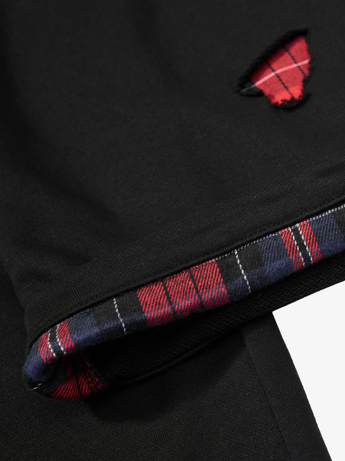 Plaid Patch Distressed Wide-Leg Sweatpants