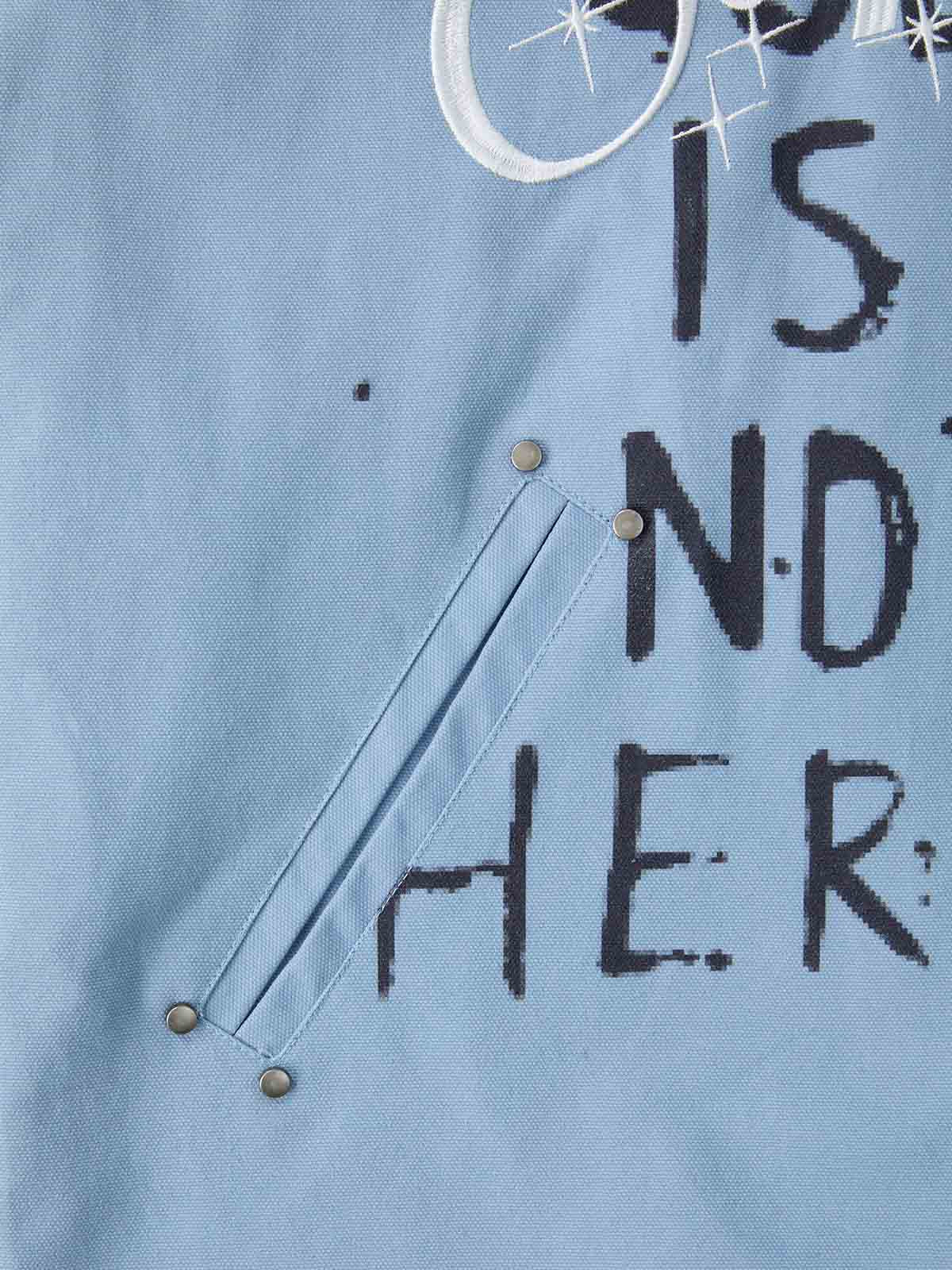 Supermade Slogan Print Color-Blocked Embroidered Retro Canvas Jacket
