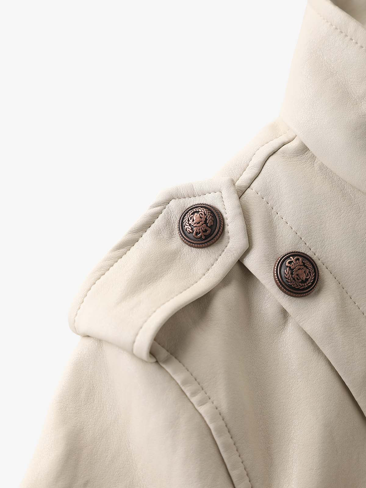 Napoleon Faux Leather Jacket; Apricot / S, Apricot / M, Apricot / L