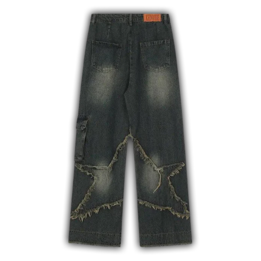 Patch Embroidered Straight-leg Jeans