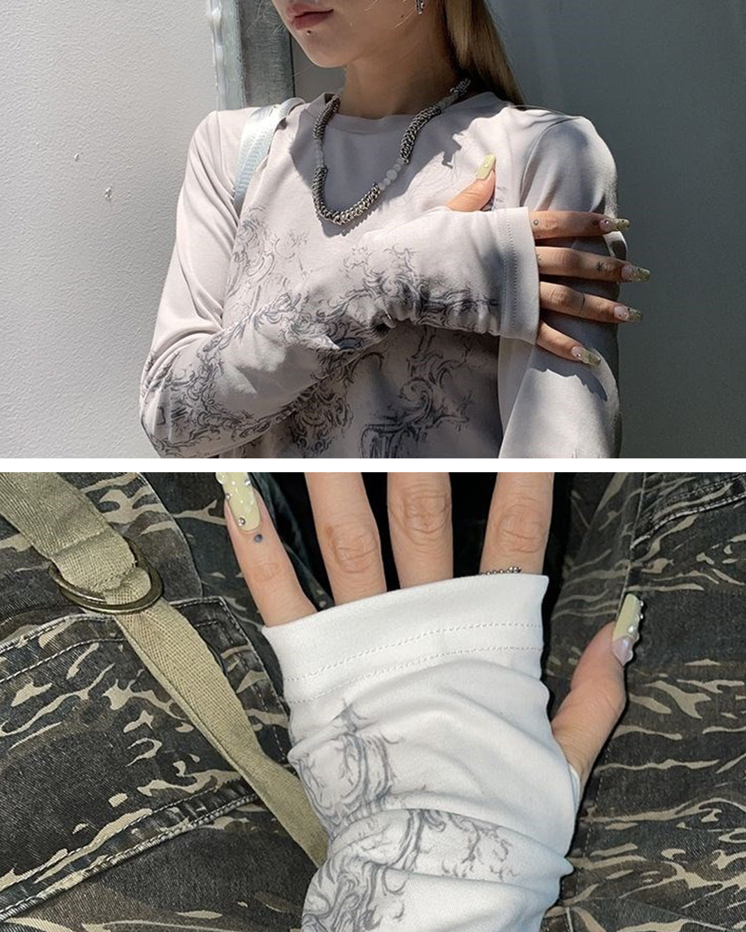 Grunge O-neck Long Sleeve T-shirt