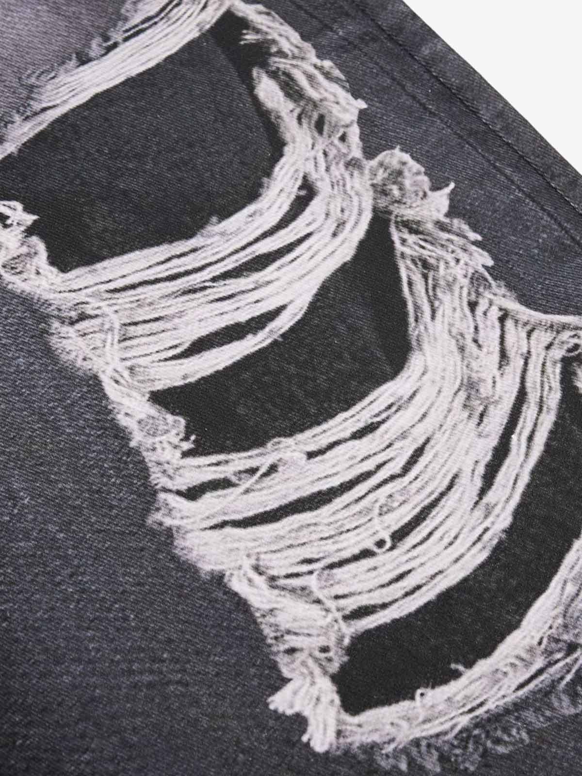 3D Faux Layer Curved Jeans; Dark Gray / S, Dark Gray / M, Dark Gray / L, Dark Gray / XL