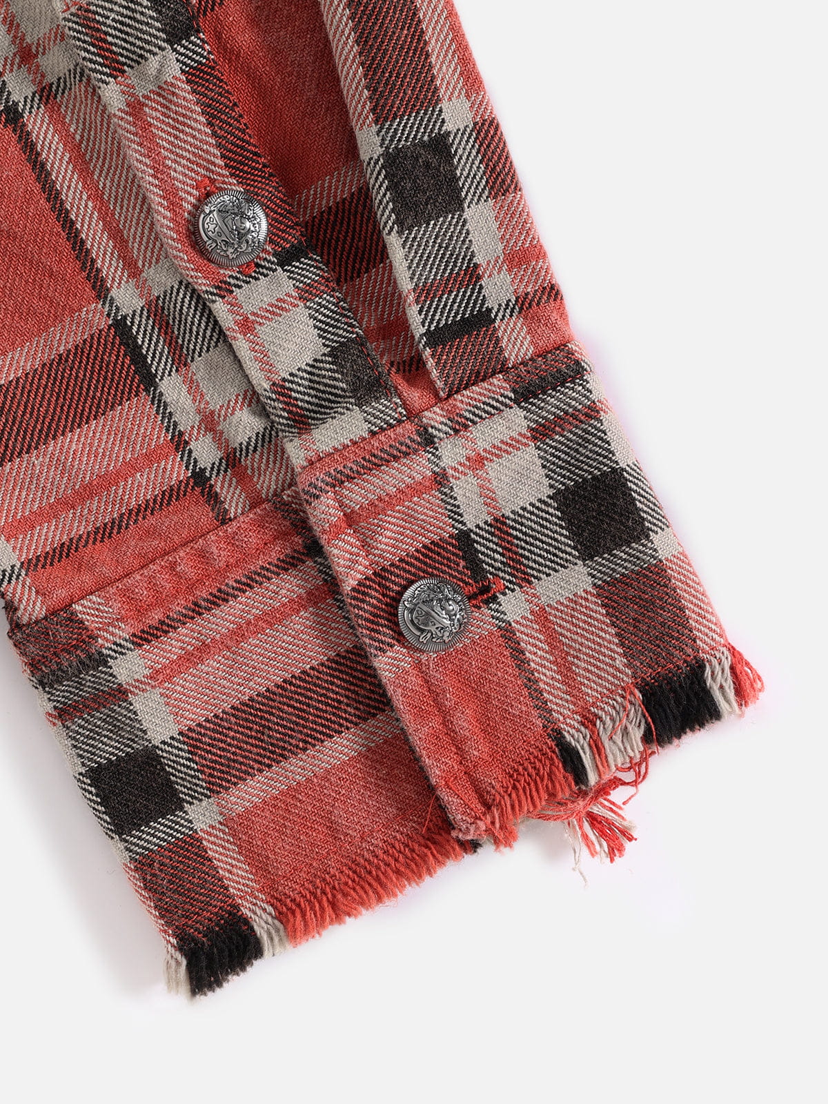 Plaid Distressed Long Sleeve Shirt