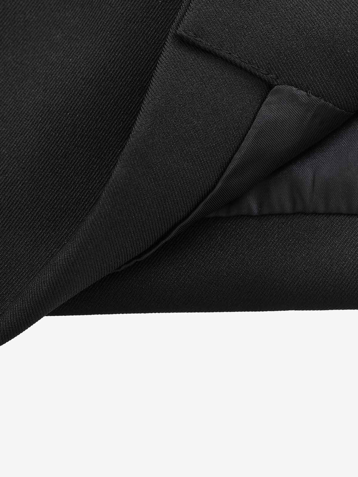 Napoleonic Diagonal-Button Stand-Collar Cropped Jacket