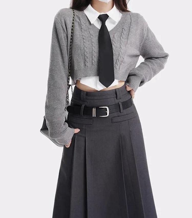 Trendy Pleated Midi Skirt for College Girls - Stylish & Versatile