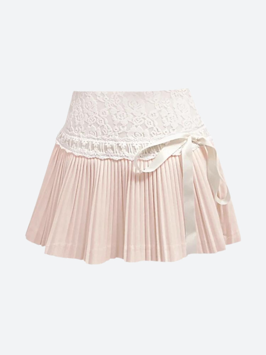 Lace Pleated Mini Skirt