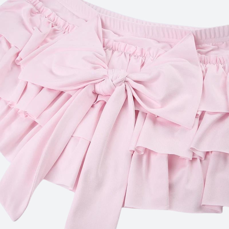 Layered Bow Mini Skort