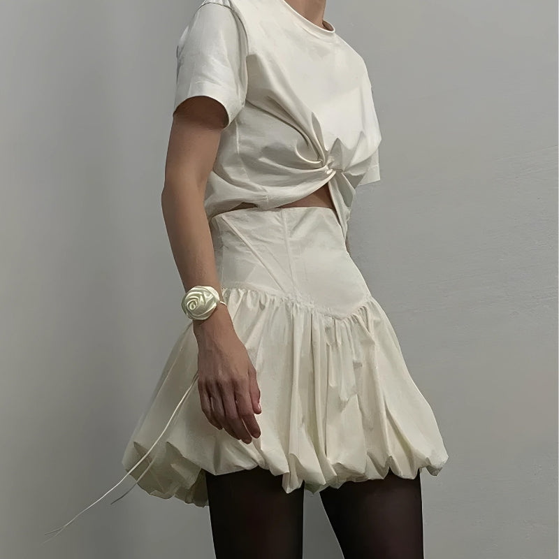 Corset Waist Mini Bubble Skirt