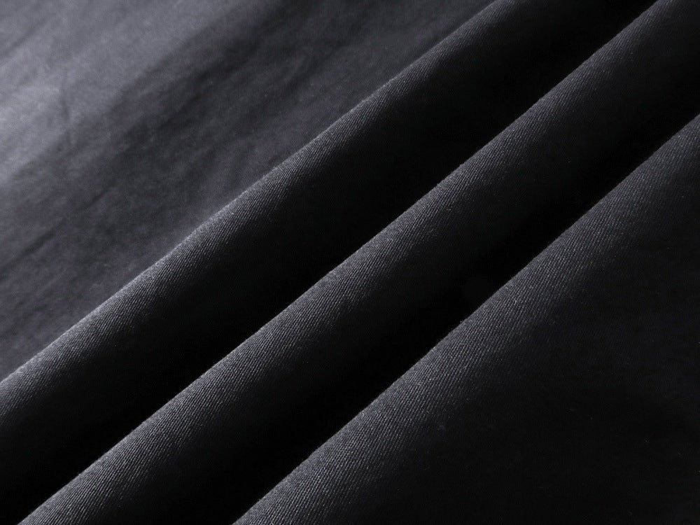 DAXUEN Gothic text button-up shirt in black and white