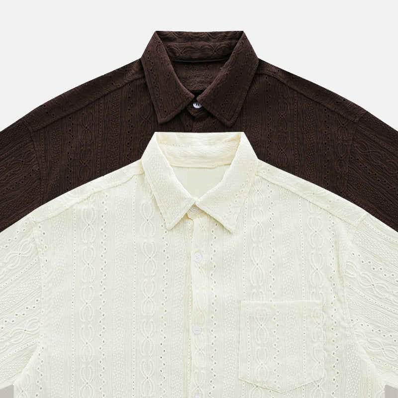 Vintage Textured Short-Sleeve Shirt