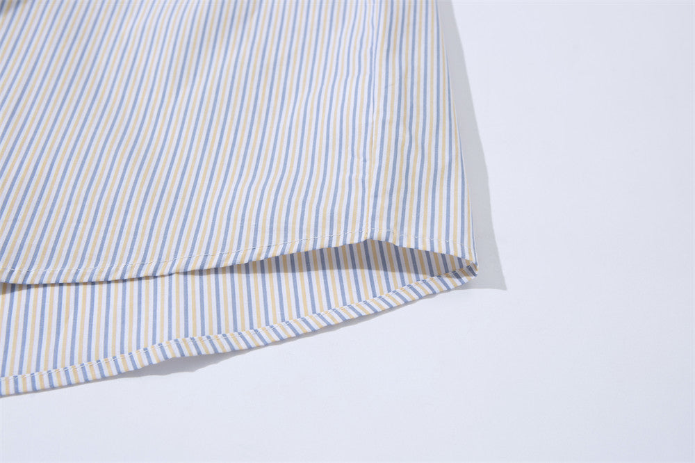 DAXUEN Oversized short-sleeved button-down shirt with stripes
