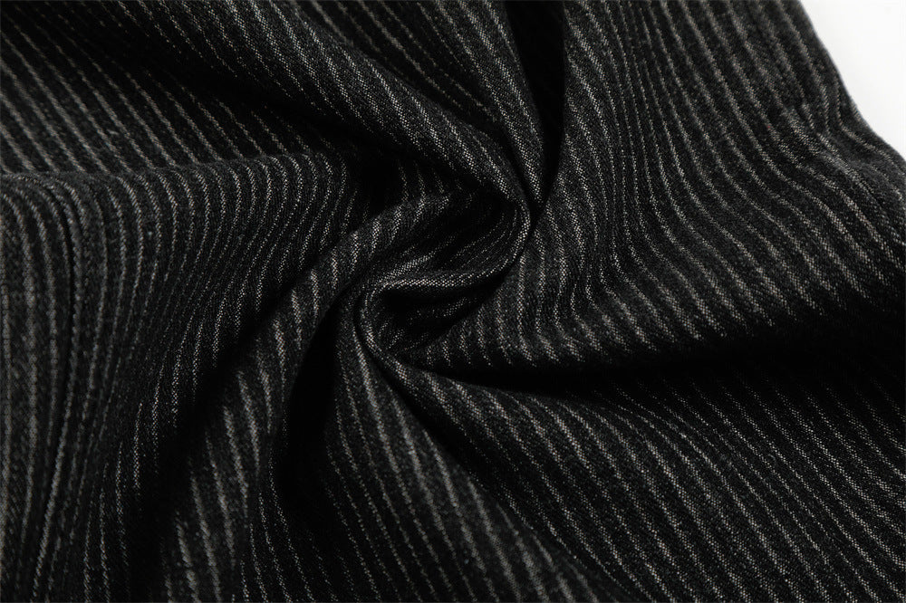 DAXUEN Wide-leg pinstripe trousers in dark charcoal grey