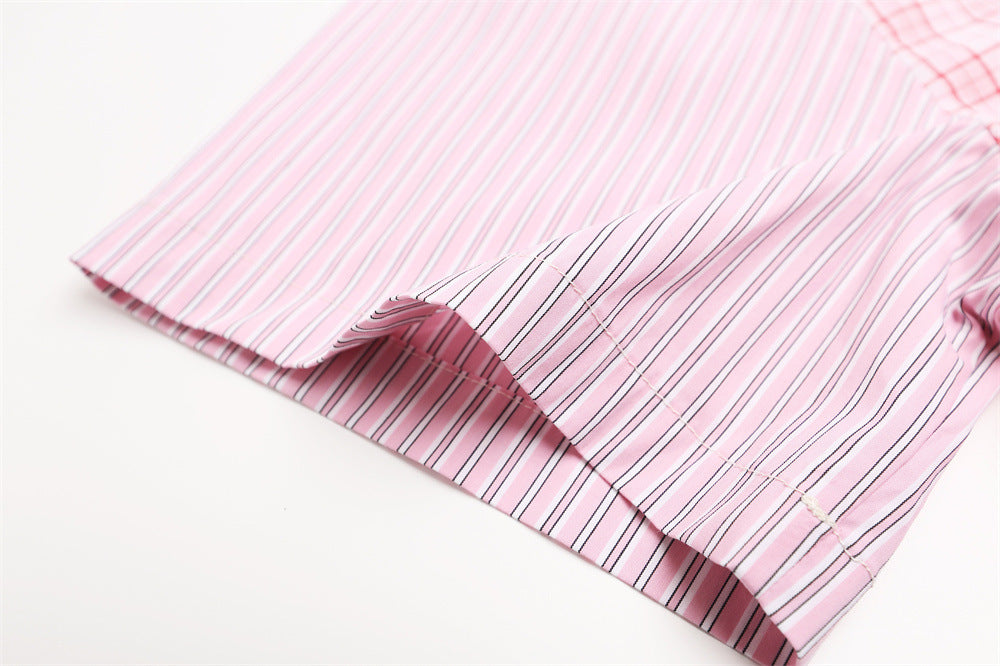 DAXUEN Short-sleeved button-up shirt with cartoon embroidery