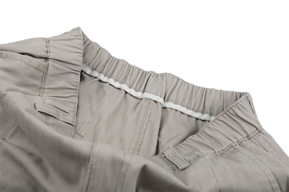 DAXUEN Pair of light grey relaxed-fit herringbone cargo shorts