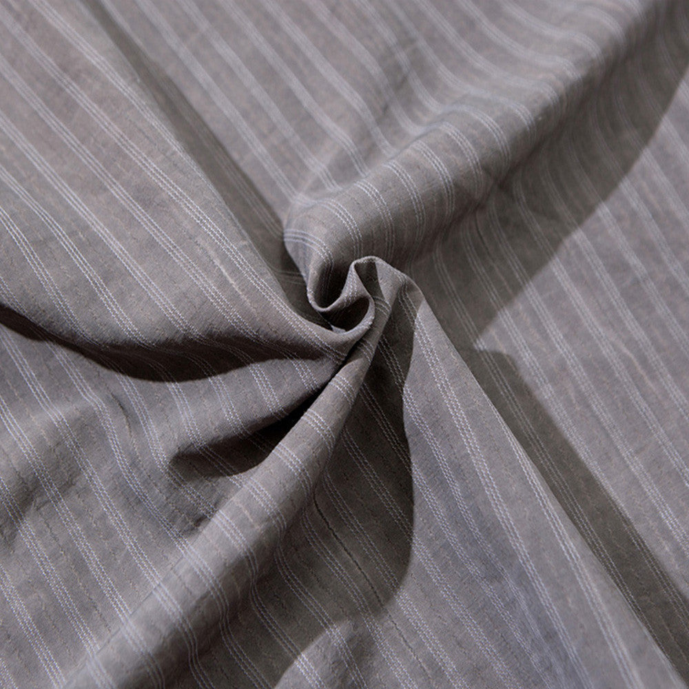 DAXUEN Short-sleeved grey striped button-up shirt