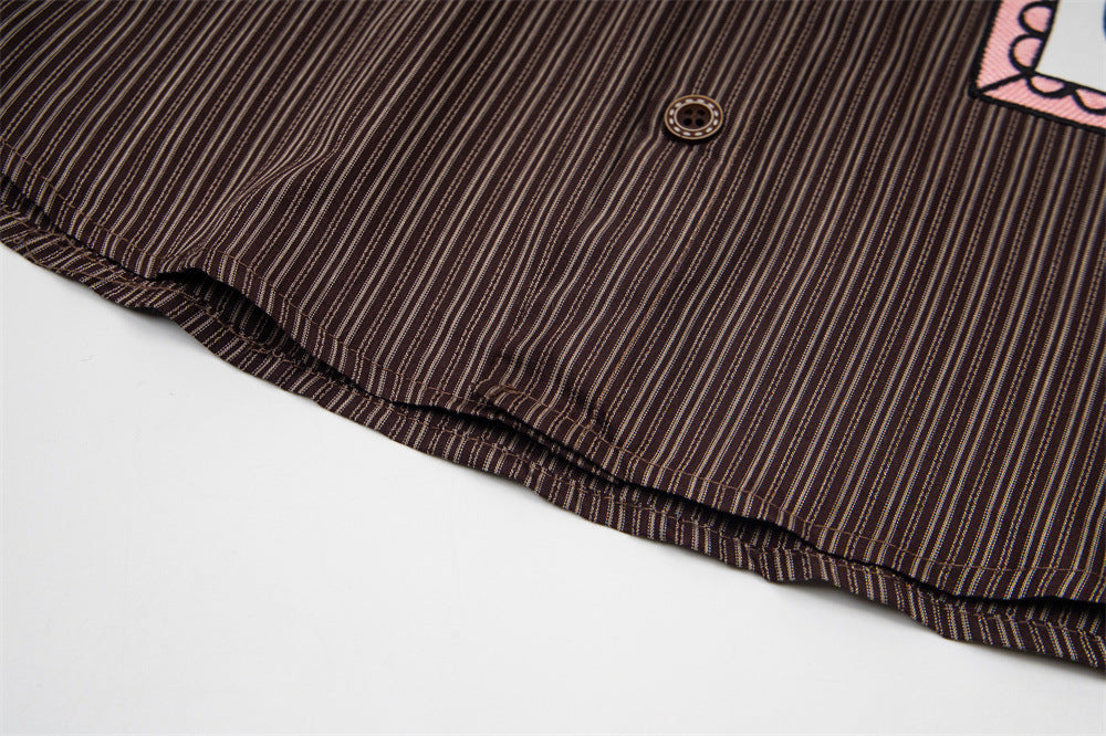 DAXUEN Short-sleeve striped shirt with cartoon patches