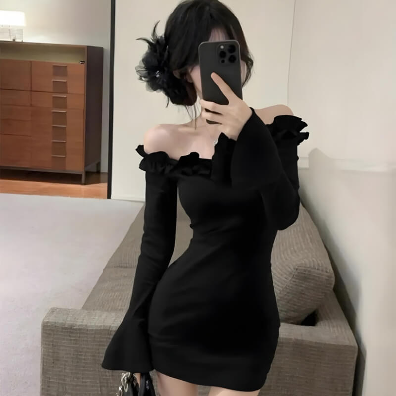 Off Shoulder Ruffle Mini Dress