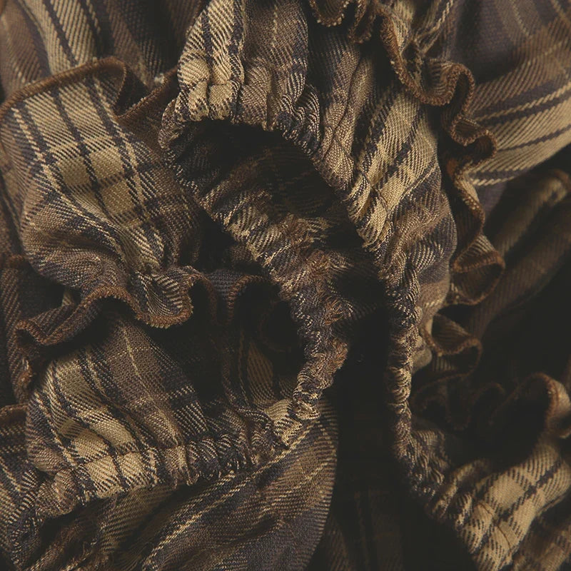 Plaid Ruffled Mini Skirt