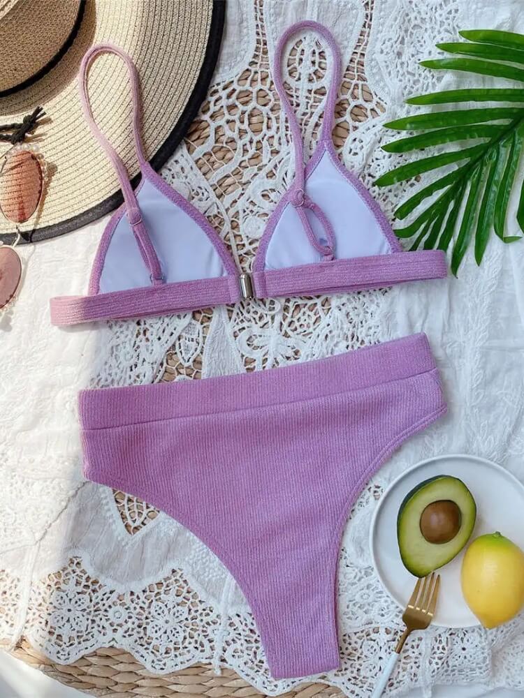 Ribbed Triangle Bikini Set