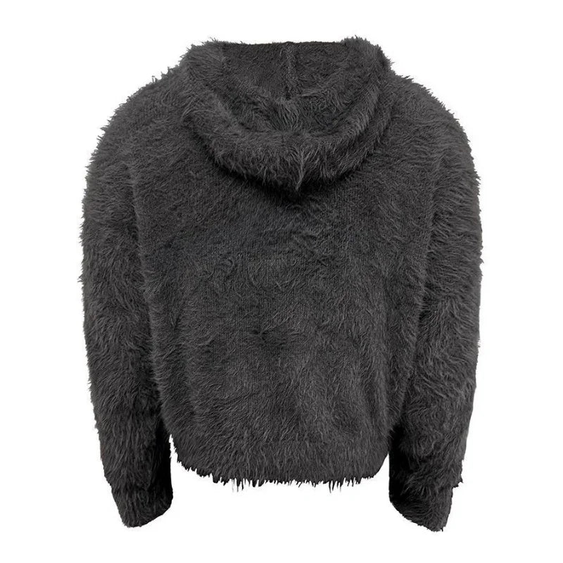 Retro Cozy Knitted Half Zipper Hoodie