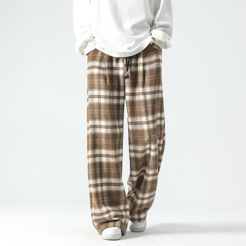 Autumn Fashionable Plaid Wide Leg Sweatpants