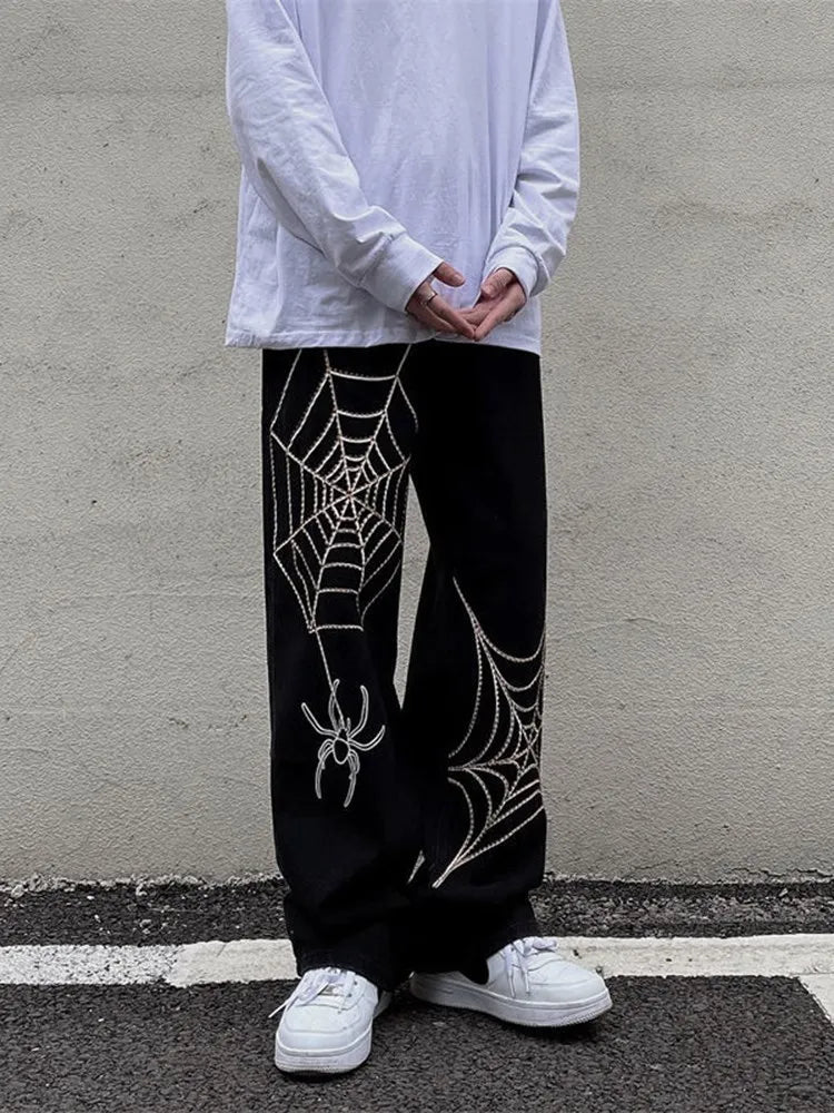 Y2k Spider Web Black Pants