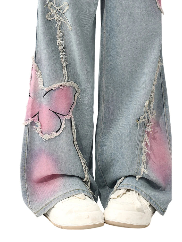 Y2K Butterfly Edge Distressed Jeans