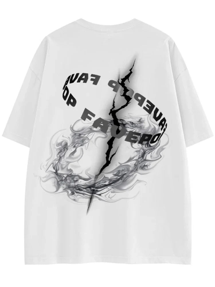 Gothic Letter Print Crewneck T-Shirt