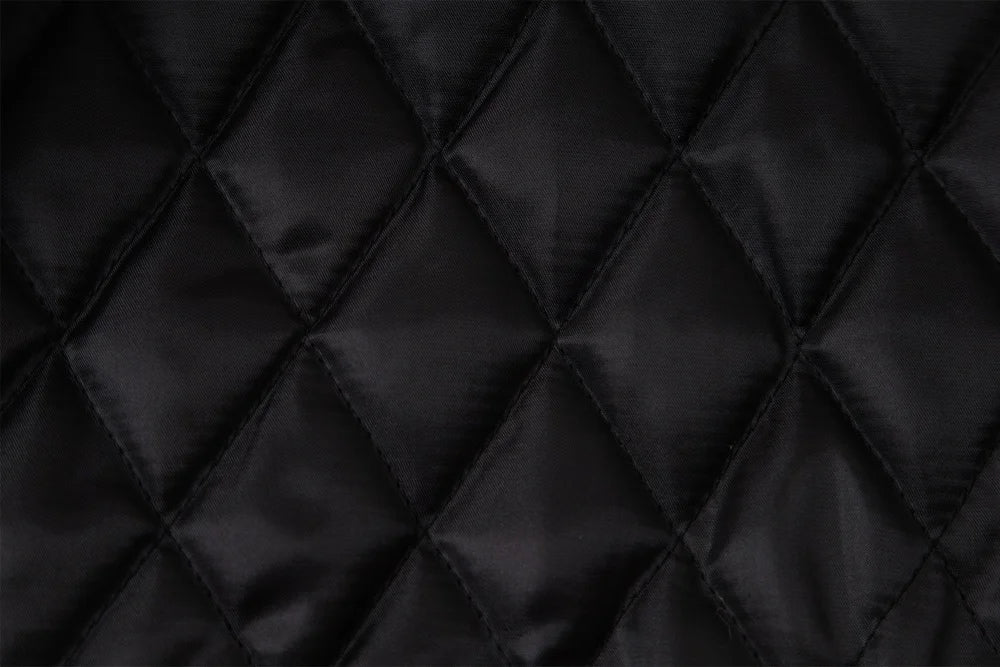 Quilted Stand Collar Letter Patch Varsity Jacket