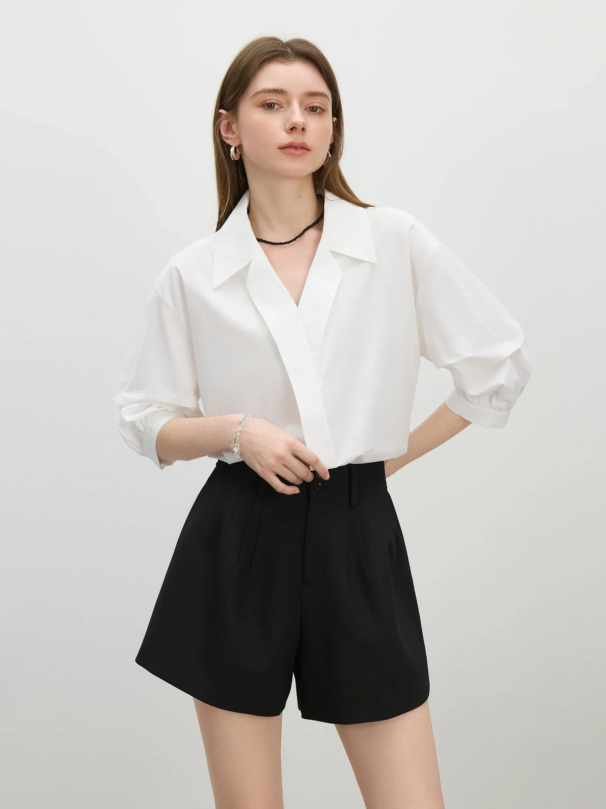 Women Elegant French Style V-Neck Blouse Shirt