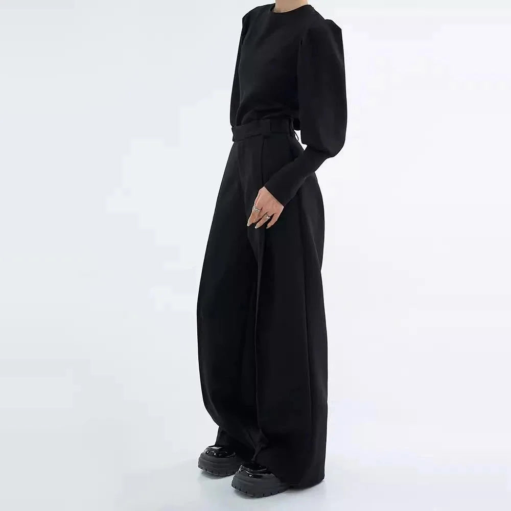 American Pleated Solid Color Casual Trousers