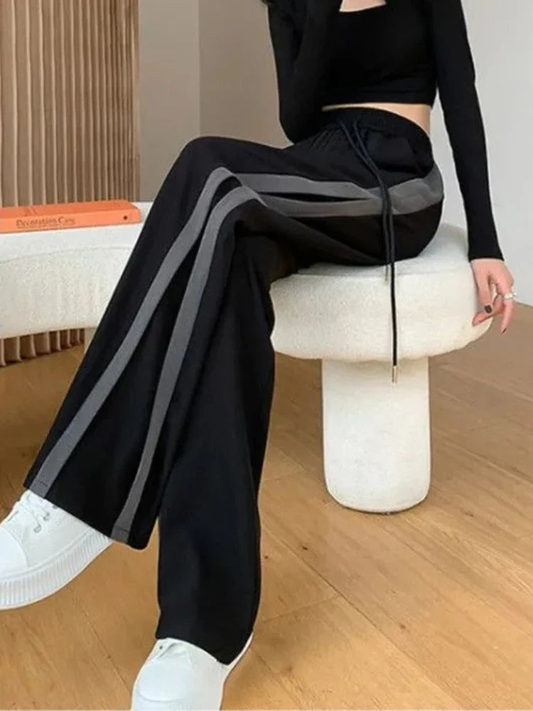 Striped Panelled Loose Pants