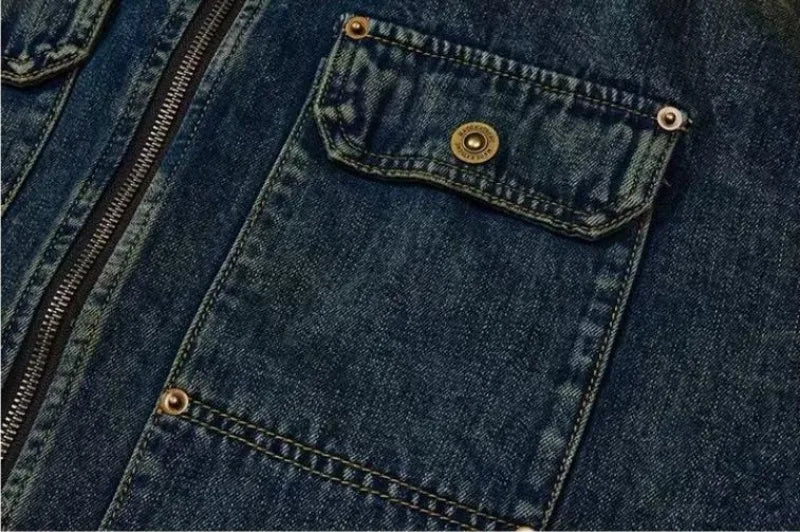 Streetwear American Style Old Washed Denim Jacket