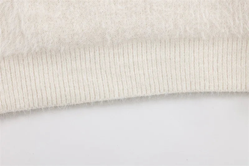 Fuzzy Oversized Cat Print Knit Jumper Sweater