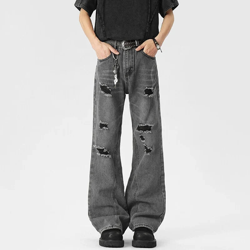 Oversized Energy Broken Hole Slim Jeans