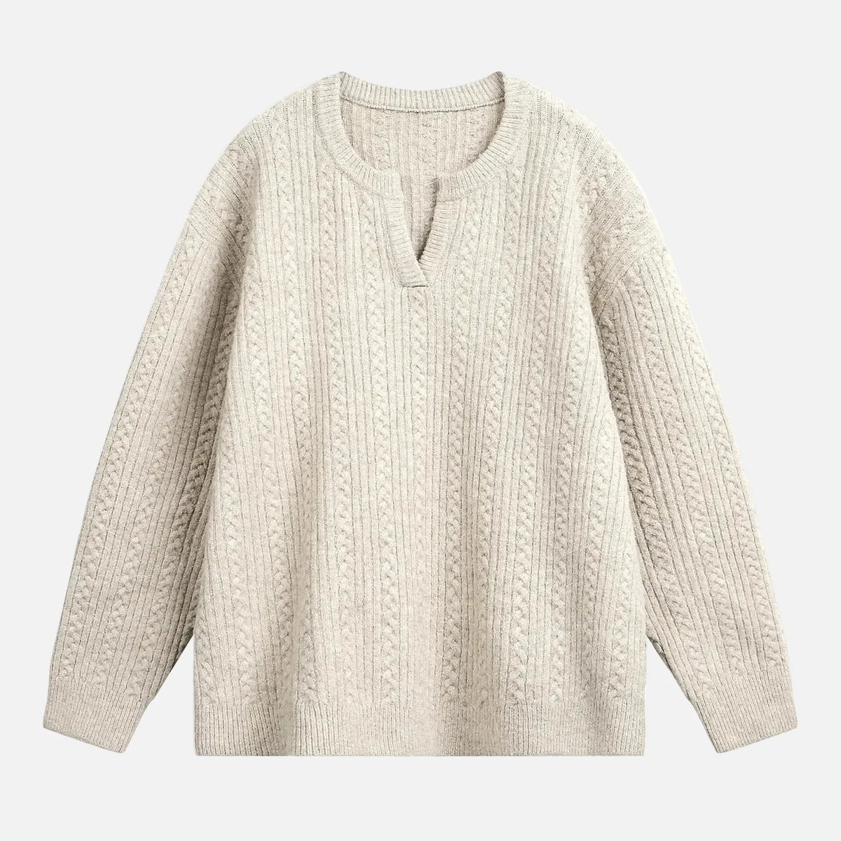 Streetwear 3D Cable Stitch Design Knitted Sweater