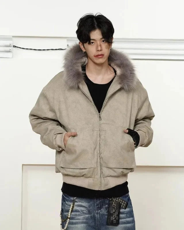 Effortless With Large Pockets Fur Hooded Jacket
