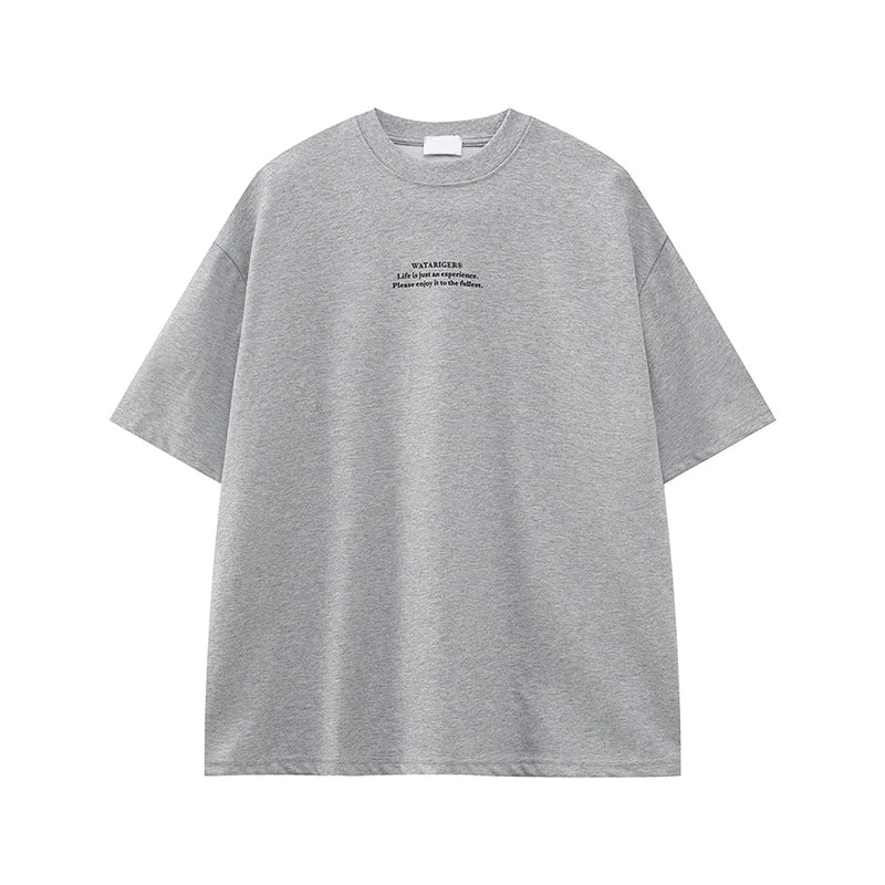 Korean Style Letter Print Round T-Shirt