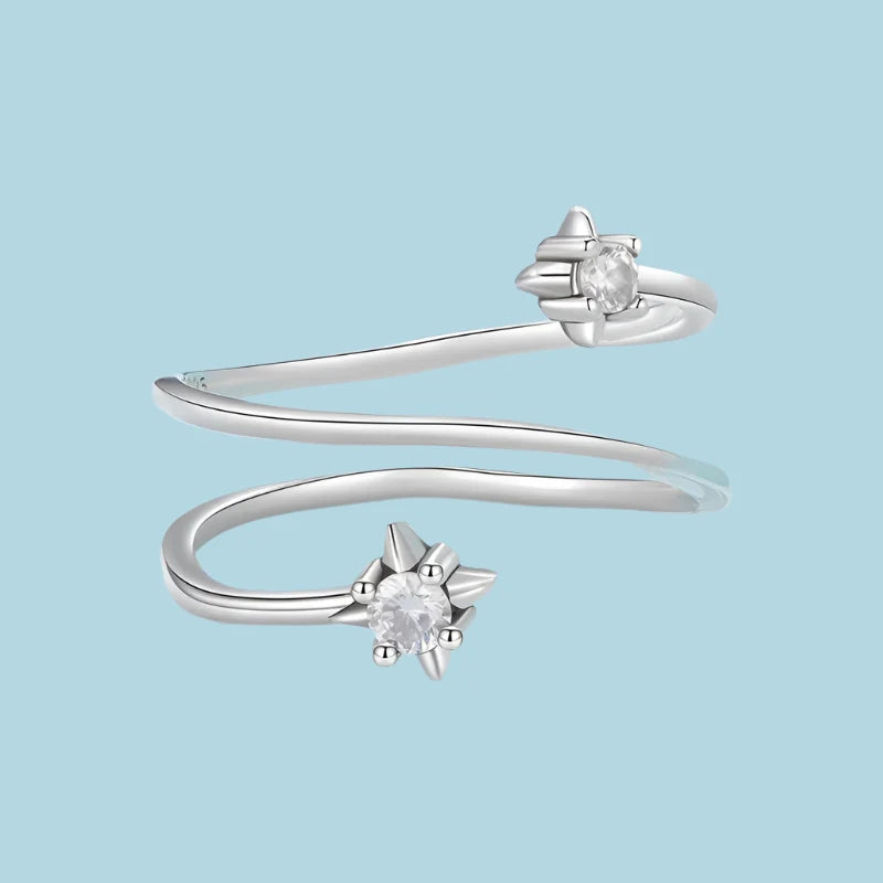 Minimalist Adjustable Sterling Silver Star Ring
